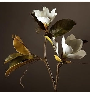 Large White Magnolias Artificial Flowers, Artificial Botany Plants, Magnolia Flower, Silk Flower Arrangement-Paintingforhome