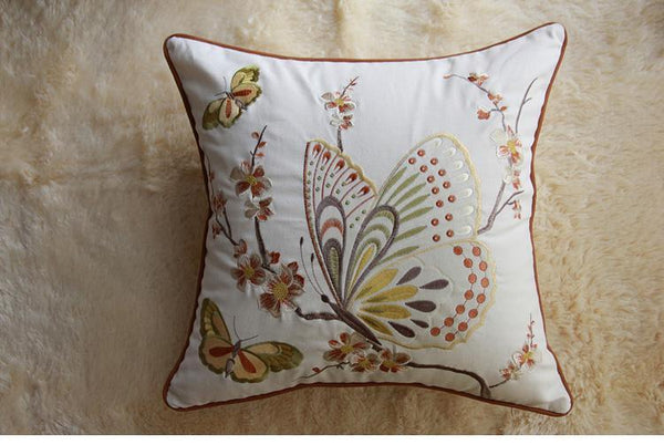 Butterfly Cotton and linen Pillow Cover, Decorative Throw Pillows for Living Room, Decorative Sofa Pillows-Paintingforhome