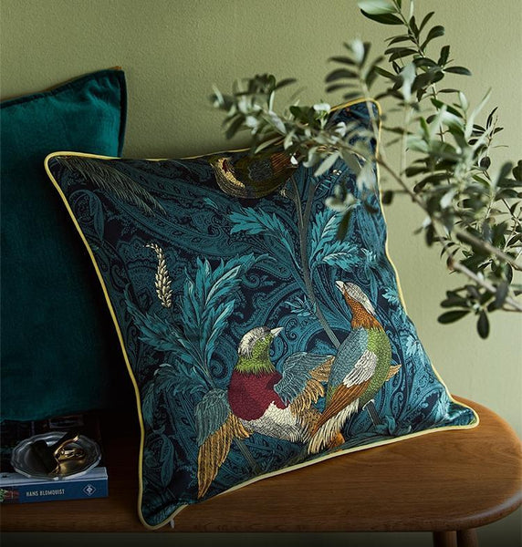 Nightingales Cotton Pillow Cover, Beautiful Decorative Throw Pillows, Decorative Sofa Pillows for Living Room, Bird Decorative Pillows-Paintingforhome