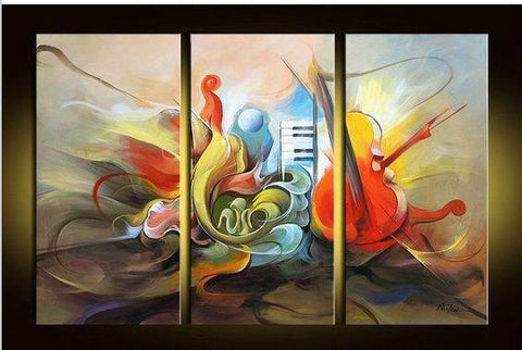 Abstract Painting on Canvas, Music Painting, 3 Piece Painting, Modern Acrylic Paintings, Wall Art Paintings-Paintingforhome