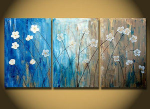 Flower Paintings, Acrylic Flower Painting, 3 Piece Wall Art, Modern Contemporary Painting-Paintingforhome