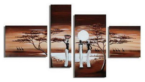 African Sunset Painting, African Painting, Living Room Wall Art, Canvas Art Painting, Landscape Canvas Paintings-Paintingforhome