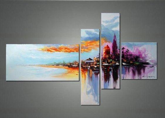 Cityscape Painting, Contemporary Painting, Living Room Wall Painting, Acrylic Painting Abstract, Modern Acrylic Painting-Paintingforhome