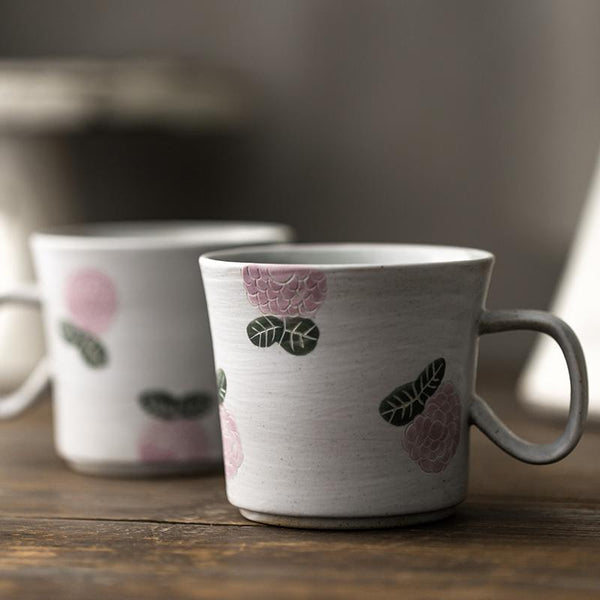 Handmade Pottery Coffee Cup, Rose Ceramic Coffee Mug, Cappuccino Coffee Cup, Tea Cup-Paintingforhome