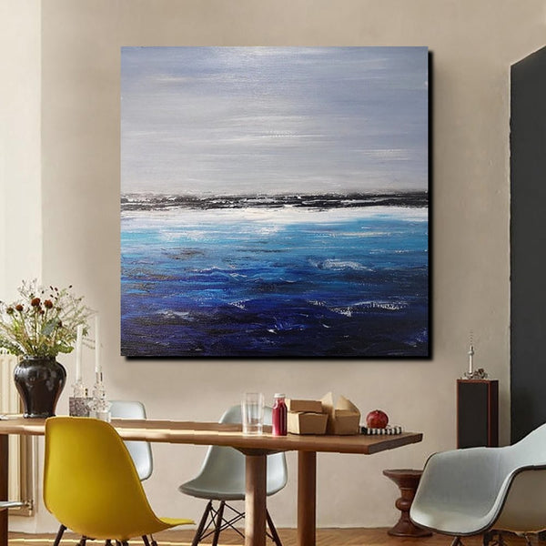 Large Paintings for Dining Room, Bedroom Wall Painting, Original Landscape Paintings, Simple Acrylic Paintings, Seascape Canvas Paintings-Paintingforhome