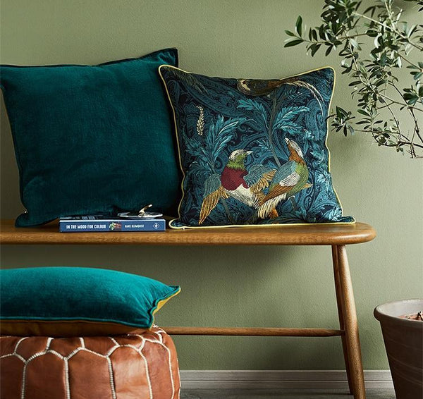 Beautiful Decorative Throw Pillows, Nightingales Cotton Pillow Cover, Decorative Sofa Pillows for Living Room, Bird Decorative Pillows-Paintingforhome