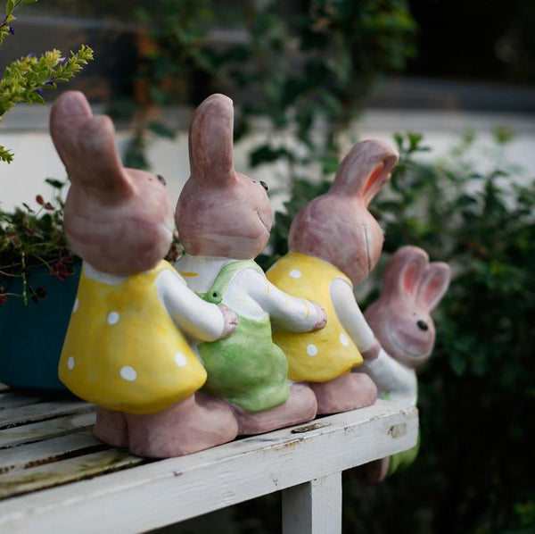 Lovely Rabbits Statues, Cute Rabbits in the Garden, Animal Resin Statue for Garden Ornament, Outdoor Decoration Ideas, Garden Ideas-Paintingforhome