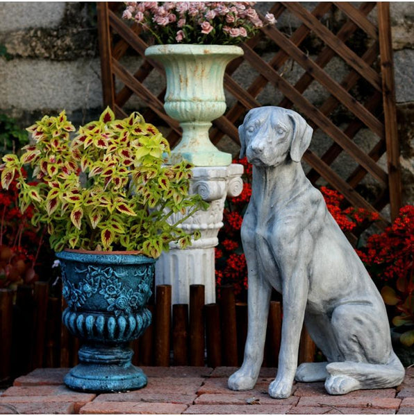Large Dog Statue for Garden, Sitting Dog Statues, Pet Statue for Garden Courtyard Ornament, Villa Outdoor Decor Gardening Ideas-Paintingforhome