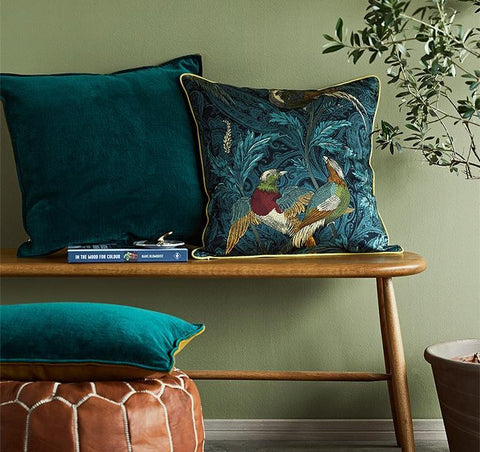 Nightingales Cotton Pillow Cover, Beautiful Decorative Throw Pillows, Decorative Sofa Pillows for Living Room, Bird Decorative Pillows-Paintingforhome