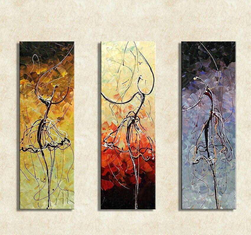 Abstract Painting, Ballet Dancer Painting, Bedroom Wall Art, Canvas Painting, Acrylic Art, 3 Piece Wall Art-Paintingforhome