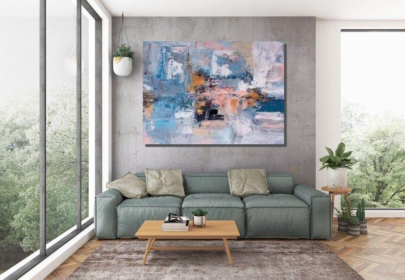 Hand Painted Acrylic Painting, Huge Abstract Painting, Extra Large Paintings for Living Room, Modern Abstract Art-Paintingforhome