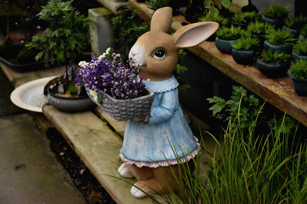 Garden Ornaments, Large Rabbit Statues for Garden, Bunny Flowerpot, Villa Outdoor Gardening Ideas, Modern Animal Garden Sculptures-Paintingforhome