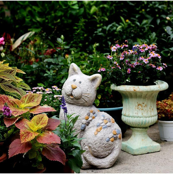 Large Lovely Cat Statue for Garden Courtyard Ornament, Animal Statue, Villa Outdoor Decor Gardening Ideas-Paintingforhome