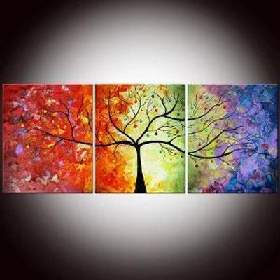3 Piece Canvas Painting, Tree of Life Painting, Simple Modern Art, Acrylic Painting for Living Room, Large Paintings for Sale-Paintingforhome