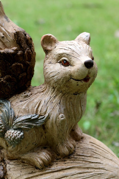 Large Squirrel with Pine Cones Statue for Garden, Animal Statue for Garden Ornament, Villa Outdoor Decor Gardening Ideas-Paintingforhome