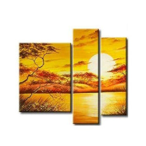 Landscape Canvas Paintings, Tree Sunset Painting, Buy Paintings Online, Yellow Canvas Painting, Acrylic Painting for Sale-Paintingforhome