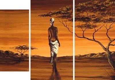 African Woman Painting, 3 Piece Wall Art, African Painting, Canvas Painting for Dining Room, Acrylic Painting on Canvas-Paintingforhome