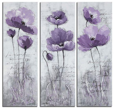 Purple Flower Painting Abstract, Flower Paintings, Acrylic Wall Art Painting, Modern Paintings-Paintingforhome