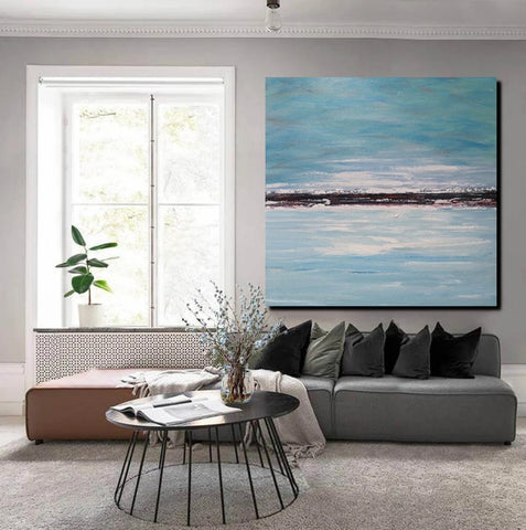 Large Paintings for Sale, Simple Abstract Paintings, Seascape Acrylic Paintings, Living Room Wall Art Painting, Original Landscape Paintings-Paintingforhome