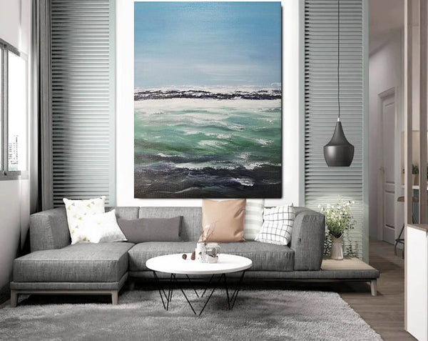 Original Landscape Paintings, Seashore Painting, Living Room Wall Art Paintings, Large Original Paintings, Hand Painted Artwork-Paintingforhome