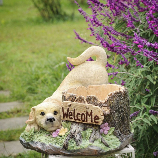Large Dog Flowerpot, Unique Resin Statue for Garden, Villa Outdoor Decor Gardening Ideas, Creative Modern Statue for Garden Ornaments-Paintingforhome