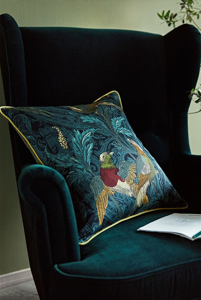 Beautiful Decorative Throw Pillows, Nightingales Cotton Pillow Cover, Decorative Sofa Pillows for Living Room, Bird Decorative Pillows-Paintingforhome