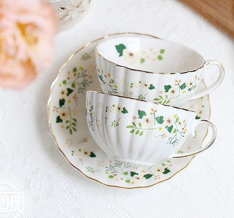 Unique Ceramic Coffee Cups, Creative Bone China Porcelain Tea Cup Set, Traditional English Tea Cups and Saucers, Afternoon British Tea Cups-Paintingforhome