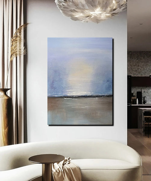 Study Room Wall Art Painting, Abstract Landscape Painting, Seascape Canvas Painting, Hand Painted Artwork, Large Paintings on Canvas-Paintingforhome