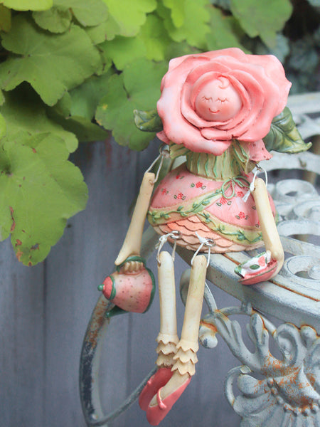 Creative Flower Rose Fairy Statue for Garden, Beautiful Garden Courtyard Ornaments, Villa Outdoor Decor Gardening Ideas, Unique Modern Garden Sculptures-Paintingforhome
