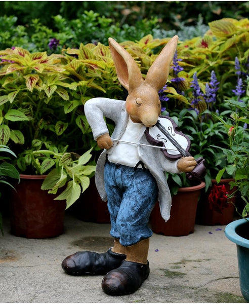Bunny Flower Pot, Villa Outdoor Decor Gardening Ideas, House Warming Gift, Garden Courtyard Ornament, Large Rabbit Statue for Garden-Paintingforhome