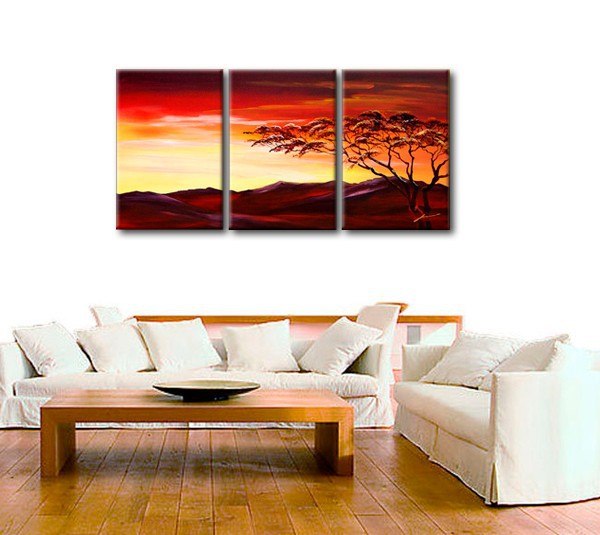 Landscape Painting, Forest Tree Painting, Canvas Painting for Living Room, Hand Painted Canvas Art, Acrylic Landscape Painting, 3 Piece Wall Art-Paintingforhome