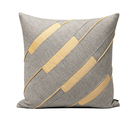 Grey Throw Pillow for Couch, Simple Modern Sofa Pillows, Grey Yellow Decorative Pillows, Modern Throw Pillows for Couch-Paintingforhome