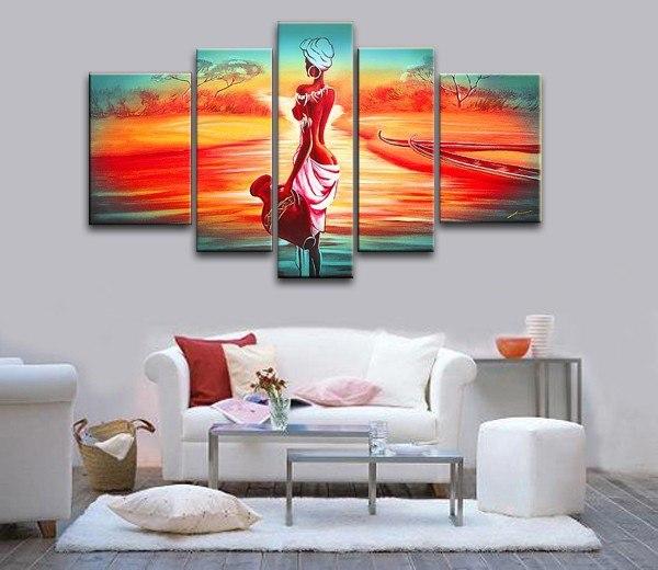 Extra Large Wall Art, African Woman Sunset Painting, Bedroom Canvas Painting, Buy Art Online-Paintingforhome