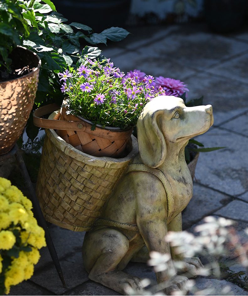 Large Dog Flowerpot, Resin Statue for Garden, Modern Dog Animal Statue –  Paintingforhome