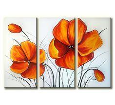 Dining Room Wall Art Painting, Acrylic Flower Paintings, Flower Painting Abstract, Flower Artwork-Paintingforhome