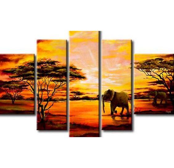 Extra Large Wall Art, African Elephant and Tree Painting, Bedroom Canvas Painting, Buy Art Online-Paintingforhome