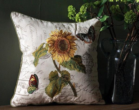 Sunflower Pillow, Spring Flower Pillow, Cotton and Linen Pillow Cover, Rustic Sofa Pillows for Living Room, Decorative Throw Pillows for Couch-Paintingforhome