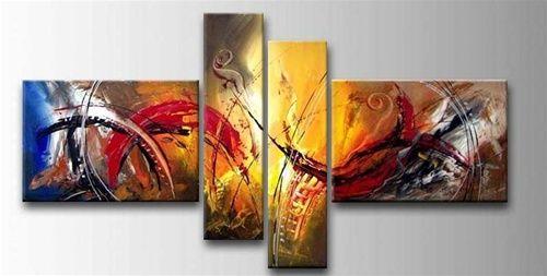 4 Piece Modern Contemporary Painting, Living Room Wall Art Decor, Acrylic Painting On Canvas