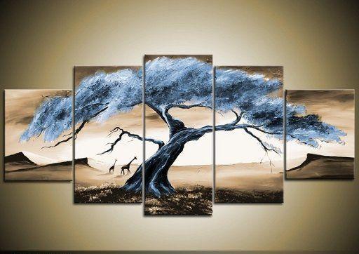 Large Acrylic Painting, Tree of Life Painting, Abstract Painting on Canvas, 5 Piece Canvas Art, Landscape Canvas Paintings, Buy Paintings Online-Paintingforhome