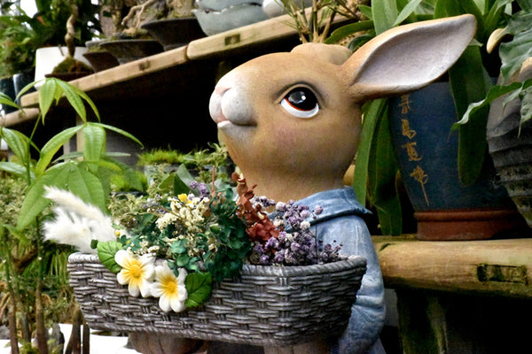 Garden Ornaments, Large Rabbit Statues for Garden, Bunny Flowerpot, Villa Outdoor Gardening Ideas, Modern Animal Garden Sculptures-Paintingforhome