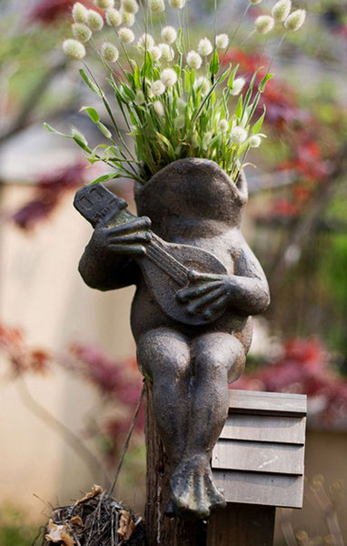 Garden Animal Statues, Unique Modern Garden Sculptures, Frog Flowerpot for Garden Decoration, Beautiful Cute Frog Statues, Creative Villa Outdoor Gardening Ideas-Paintingforhome