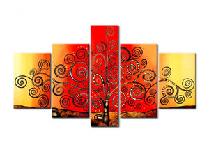Acrylic Modern Paintings, Tree of Life Painting, 5 Piece Wall Art, Paintings for Living Room, Tree Painting-Paintingforhome