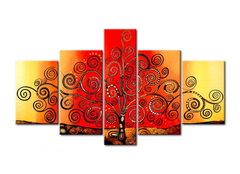 Acrylic Modern Paintings, Tree of Life Painting, 5 Piece Wall Art, Paintings for Living Room, Tree Painting-Paintingforhome