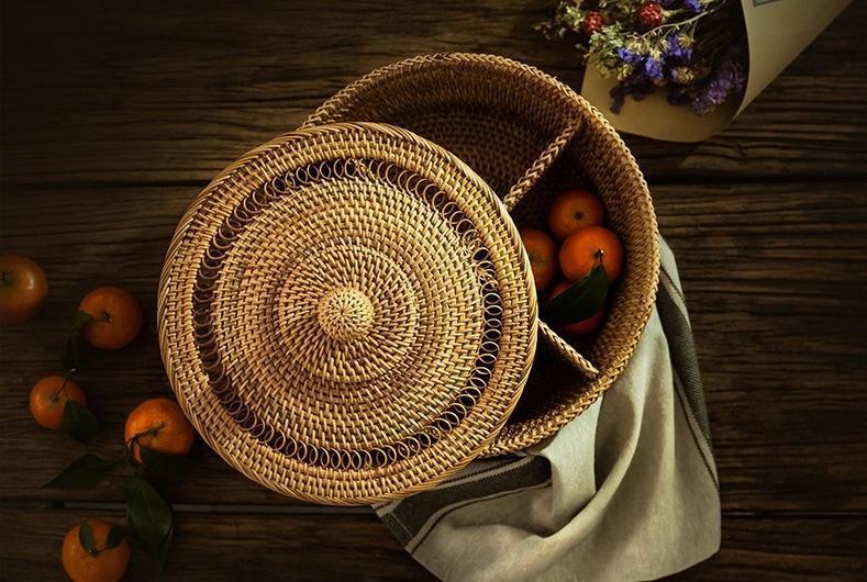 Indonesia Woven Storage Basket, Small Food and Snacks Basket, Kitchen Storage Basket, Storage Basket for Dining Room-Paintingforhome