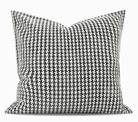 Chequer Modern Sofa Pillows, Large Black and White Decorative Throw Pillows, Contemporary Square Modern Throw Pillows for Couch, Abstract Throw Pillow for Interior Design-Paintingforhome