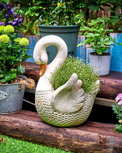 Large Swan Flower Pot for Garden, Swan Statue, Animal Statue for Garden Courtyard Ornament, Villa Outdoor Decor Gardening Ideas-Paintingforhome