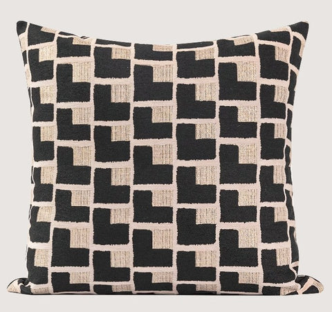 Black Chequer Modern Sofa Throw Pillows, Abstract Contemporary Throw Pillow for Living Room, Large Decorative Throw Pillows for Couch-Paintingforhome