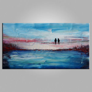 Abstract Art, Contemporary Wall Art, Buy Modern Art, Love Birds Painting, Art for Sale, Abstract Art Painting, Living Room Wall Art-Paintingforhome