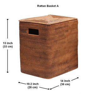 Large Rattan Storage Baskets, Storage Baskets for Bathroom, Rectangular Storage Baskets, Storage Basket with Lid, Storage Baskets for Clothes-Paintingforhome