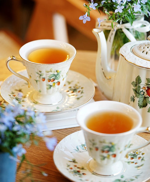 Beautiful British Tea Cups, Elegant Bone China Porcelain Tea Cup Set, Traditional English Tea Cups and Saucers, Unique Ceramic Coffee Cups-Paintingforhome